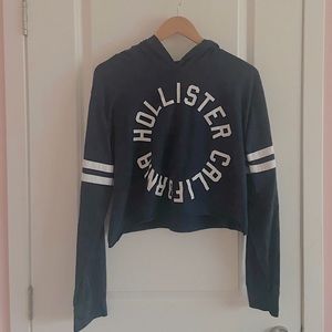 vintage hollister navy cropped hoodie long sleeve